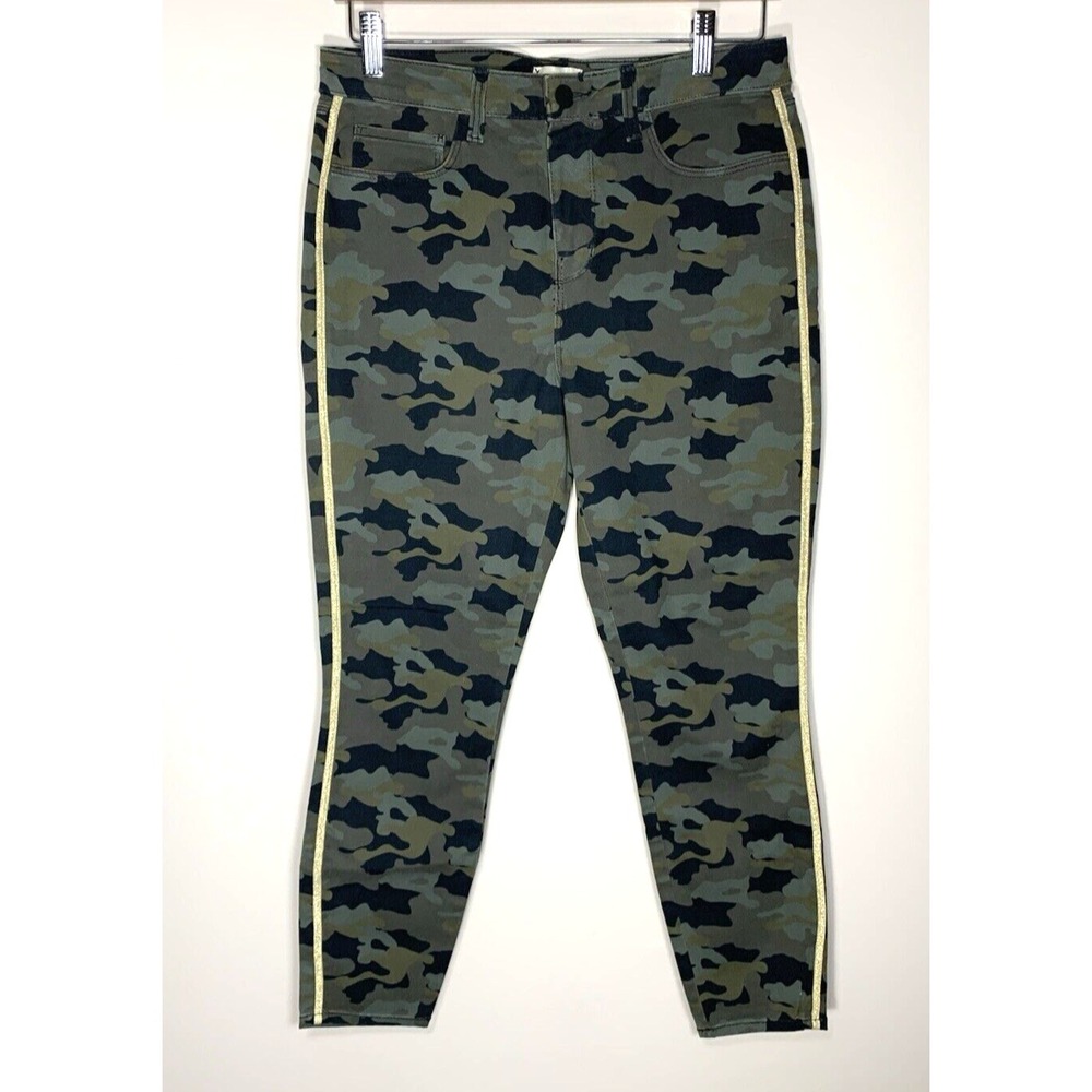 L' AGENCE Jeans Womens 29 30x26 Camo Skinny Margot High Rise Gold Stripe USAmade